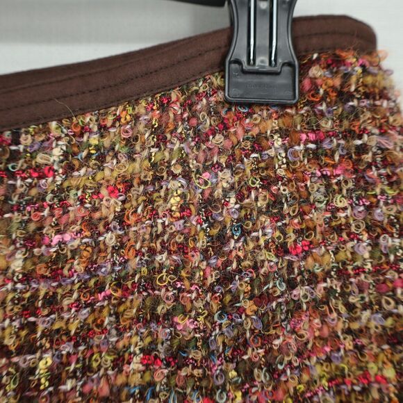 Cynthia Steffe Skirt Womens 8 Brown Gold Tweed Fringe Hem Lined Mohair Alpaca - Picture 9 of 15